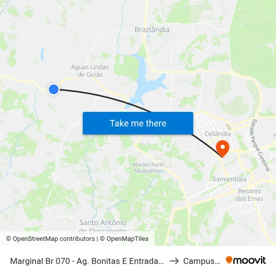 Marginal Br 070 - Ag. Bonitas E Entrada P/ Chiola to Campus IFB map