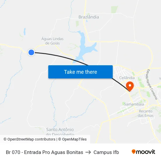 Br 070 - Entrada Pro Aguas Bonitas to Campus Ifb map