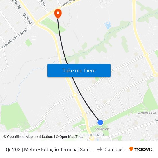 Qr 202 | Metrô - Estação Terminal Samambaia to Campus Ifb map