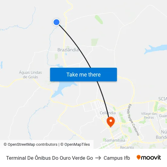 Terminal De Ônibus Do Ouro Verde Go to Campus Ifb map