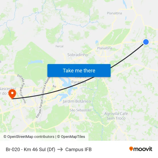 Br-020 - Km 46 Sul (Df) to Campus IFB map