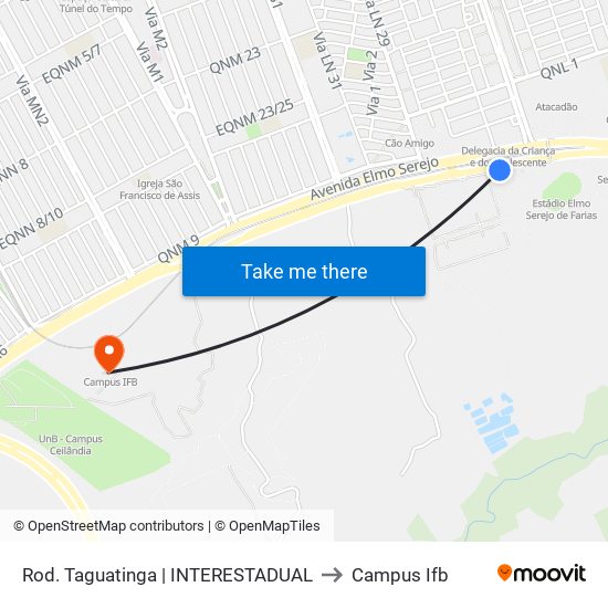 Rod. Taguatinga | INTERESTADUAL to Campus Ifb map