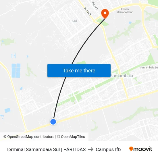 Terminal Samambaia Sul | PARTIDAS to Campus Ifb map