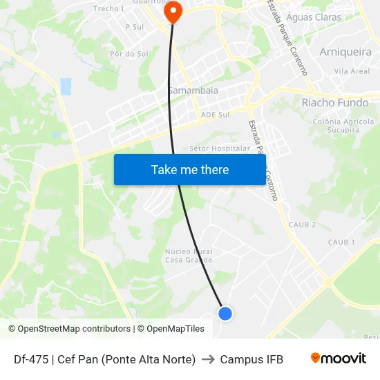 Df-475 | Cef Pan (Ponte Alta Norte) to Campus IFB map