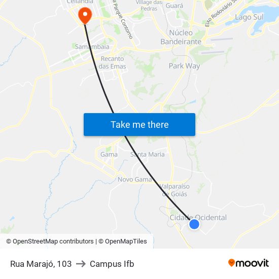 Rua Marajó, 103 to Campus Ifb map