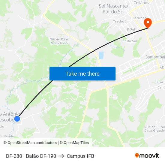 DF-280 | Balão DF-190 to Campus IFB map