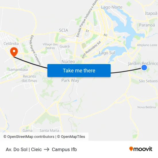 Av. Do Sol | Cieic to Campus Ifb map