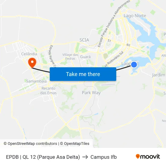 EPDB | QL 12 (Parque Asa Delta) to Campus Ifb map
