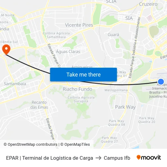 EPAR | Terminal de Logística de Carga to Campus Ifb map