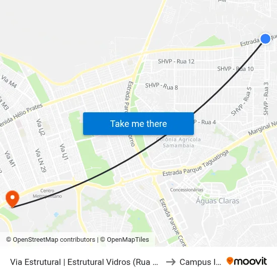 Via Estrutural | Estrutural Vidros (Rua 03) to Campus Ifb map