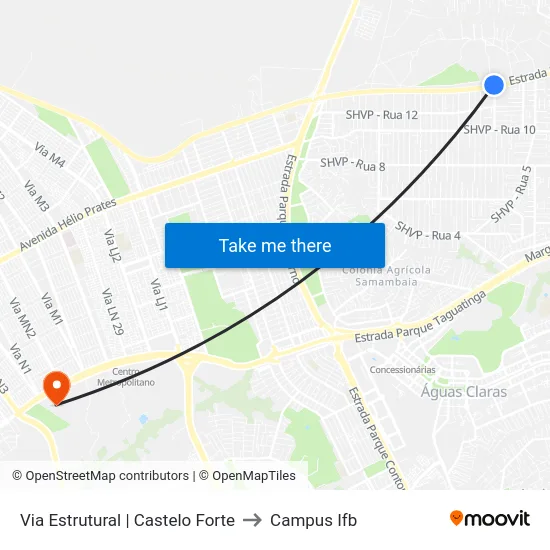 Via Estrutural | Castelo Forte to Campus Ifb map