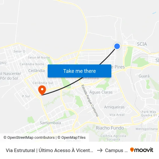 Via Estrutural | Último Acesso À Vicente Pires to Campus Ifb map