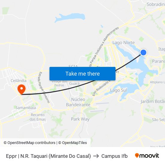 Eppr | N.R. Taquari (Mirante Do Casal) to Campus Ifb map