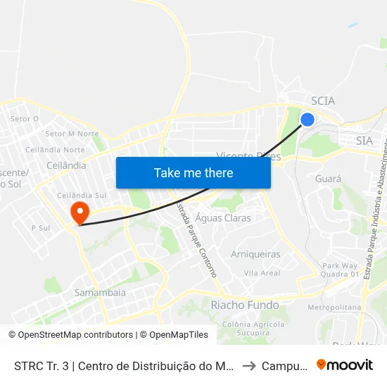 STRC Tr. 3 | Centro de Distribuição do Mercado Livre to Campus Ifb map