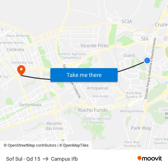 Sof Sul - Qd 15 to Campus Ifb map