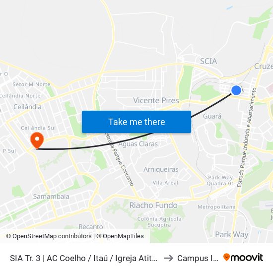 Sia Trecho 3 - Ac Coelho/Itaú to Campus Ifb map