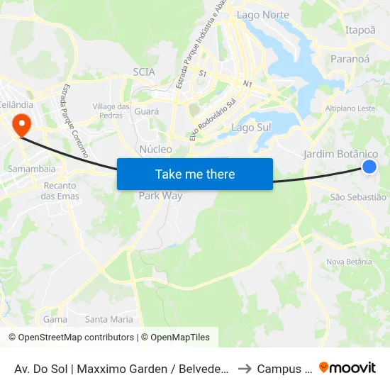 Av. Do Sol | Maxximo Garden / Belvedere Green to Campus IFB map
