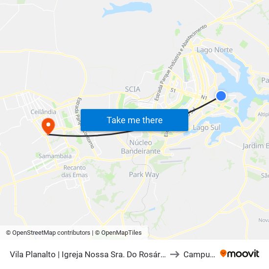 Vila Planalto | Igreja Nossa Sra. Do Rosário De Pompéia to Campus Ifb map