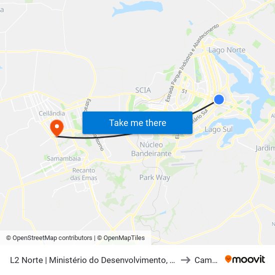 L2 Norte | Ministério do Desenvolvimento, Indústria, Comércio e Serviços to Campus Ifb map