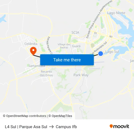 L4 Sul | Parque Asa Sul to Campus Ifb map
