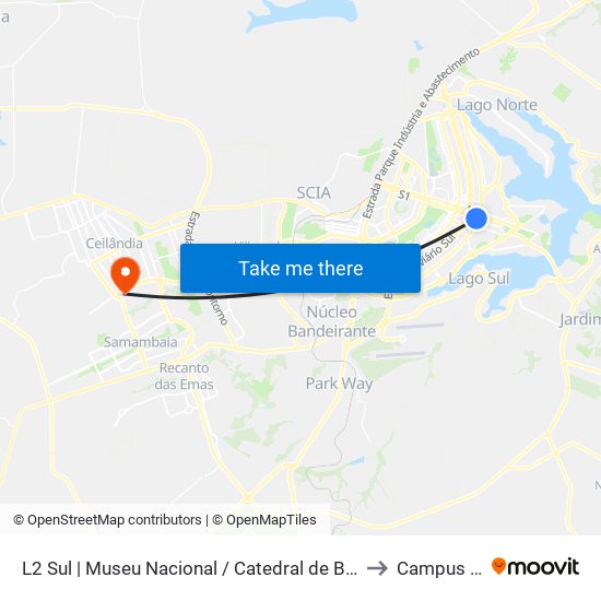 L2 Sul | Museu Nacional / Catedral de Brasília to Campus Ifb map