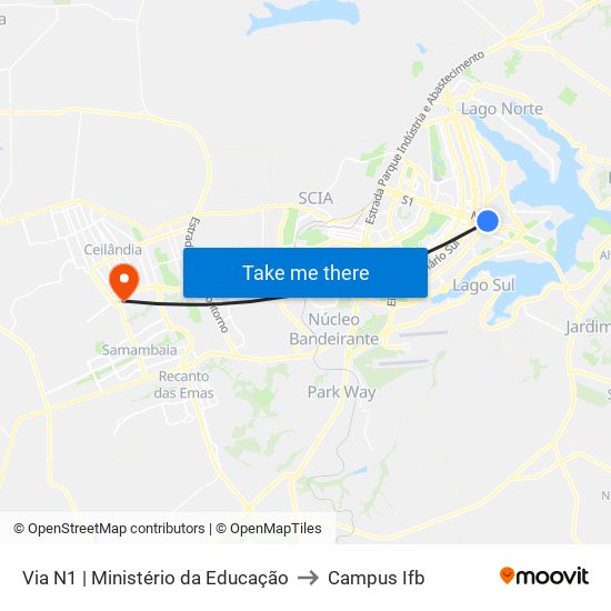 Via N1 | Ministério da Educação to Campus Ifb map