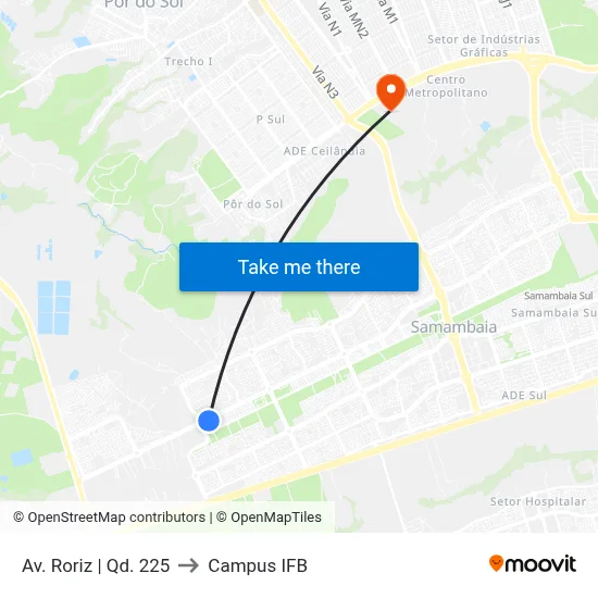 Av. Roriz | Qd. 225 to Campus IFB map