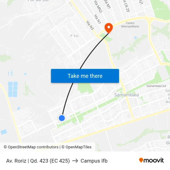 Av. Roriz | Qd. 423 (EC 425) to Campus Ifb map