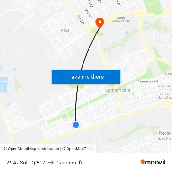 2ª Av.Sul - Q 517 to Campus Ifb map