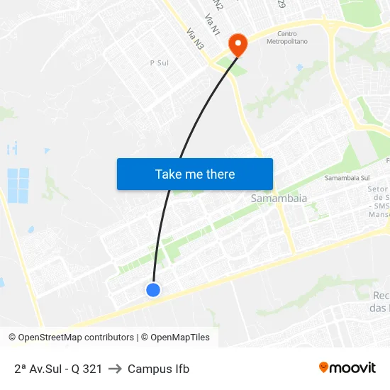 2ª Av.Sul - Q 321 to Campus Ifb map