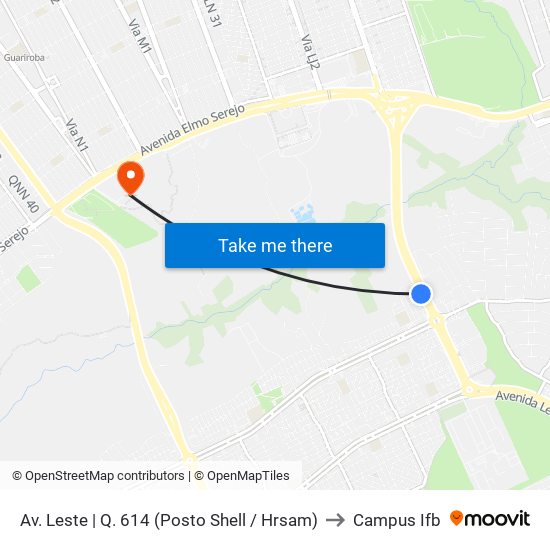 Av. Leste | Q. 614 (Posto Shell / Hrsam) to Campus Ifb map