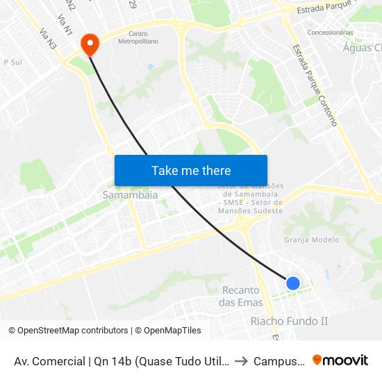 Av. Comercial | Qn 14b (Quase Tudo Utilidades) to Campus Ifb map