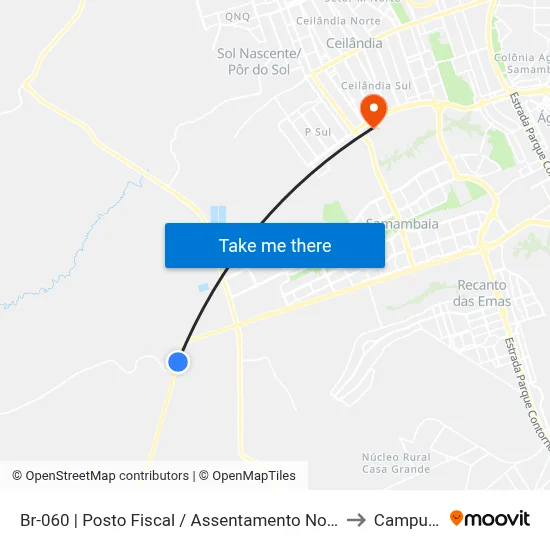 Br-060 | Posto Fiscal / Assentamento Nova Jerusalém to Campus Ifb map