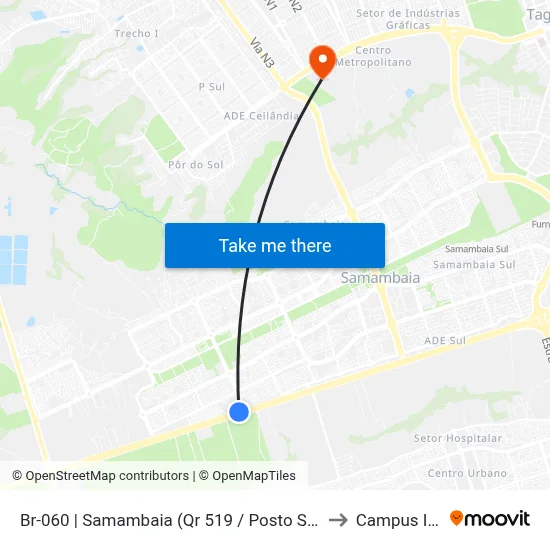Br-060 | Samambaia (Qr 519 / Posto Shell) to Campus IFB map