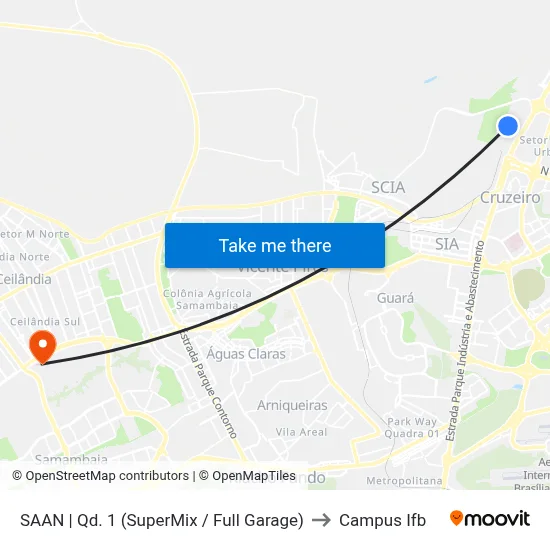 SAAN | Qd. 1 (SuperMix / Full Garage) to Campus Ifb map
