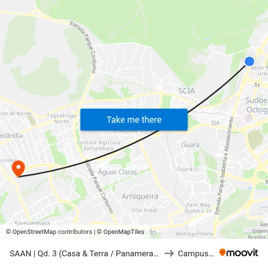 SAAN | Qd. 3 (Casa & Terra / Panamera Veículos) to Campus IFB map