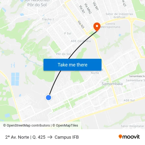2ª Av. Norte | Q. 425 to Campus IFB map