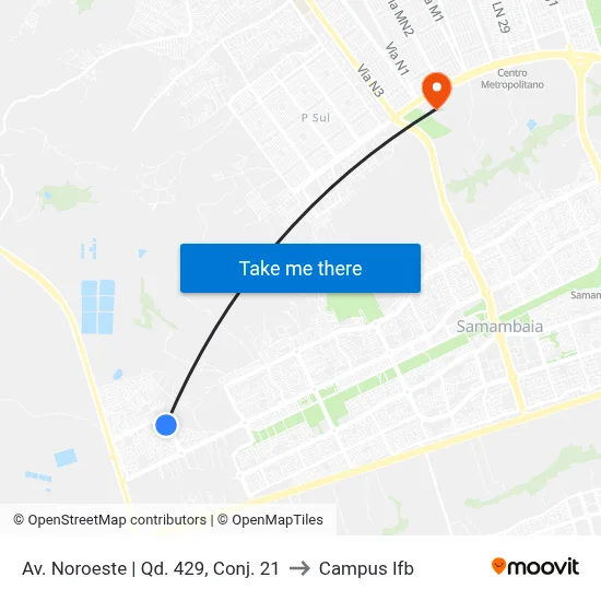 Av. Noroeste | Qd. 429, Conj. 21 to Campus Ifb map