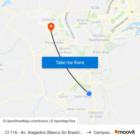 Cl 116 - Av. Alagados (Banco Do Brasil/Correios) to Campus Ifb map