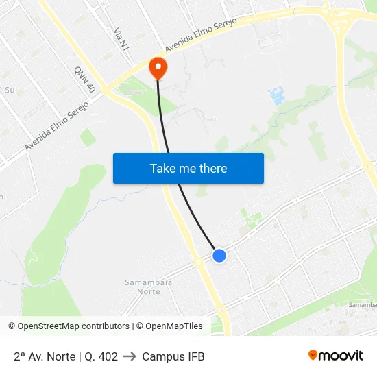 2ª Av. Norte | Q. 402 to Campus IFB map