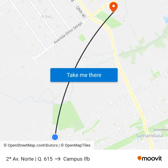 2ª Av. Norte | Q. 615 to Campus Ifb map