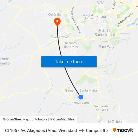 Cl 105 - Av. Alagados (Atac. Vivendas) to Campus Ifb map