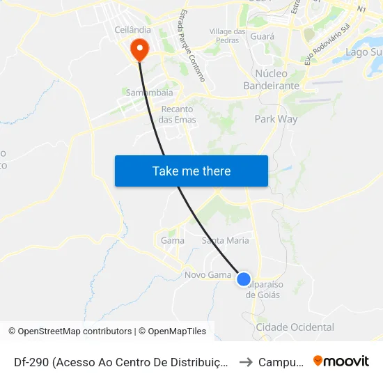 Df-290 (Acesso Ao Centro De Distribuição Amazon) to Campus Ifb map