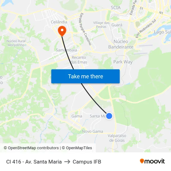 Cl 416 - Av. Santa Maria to Campus IFB map