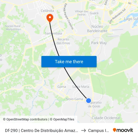 Df-290 | Centro De Distribuição Amazon to Campus IFB map