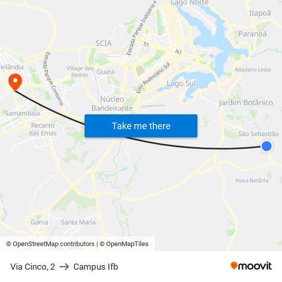 Via  Cinco, 2 to Campus Ifb map