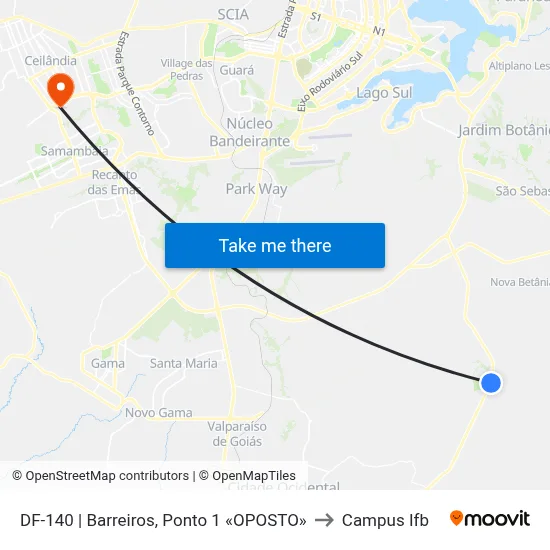 DF-140 | Barreiros, Ponto 1 «OPOSTO» to Campus Ifb map