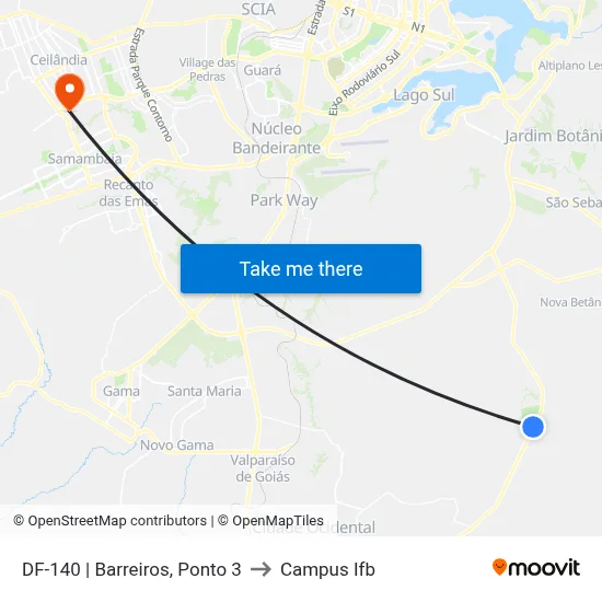 DF-140 | Barreiros, Ponto 3 to Campus Ifb map