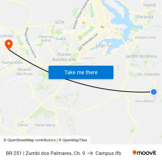 BR-251 | Zumbi dos Palmares, Ch. 9 to Campus Ifb map