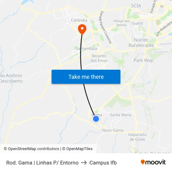 Rod. Gama | Linhas P/ Entorno to Campus Ifb map